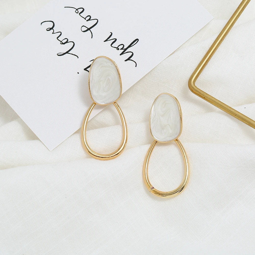 Корейские серьги для женщин Простые Ювелирные изделия эмаль геометрические