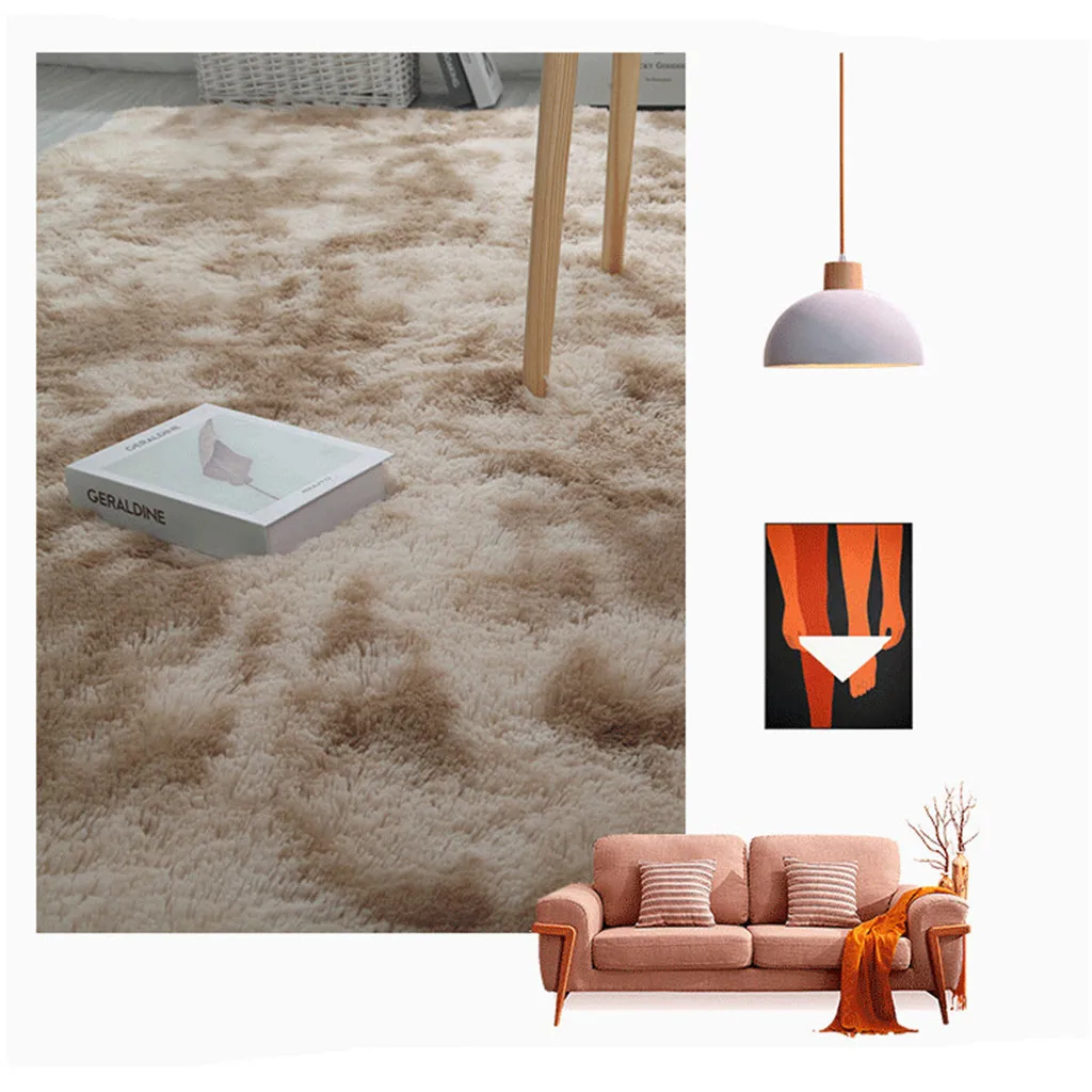 Коричневый Ковер крашеные плюшевые мягкие ковры для гостиной спальни