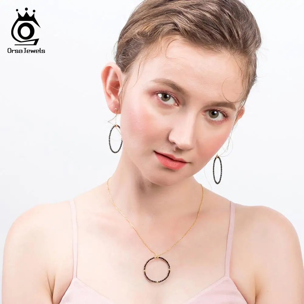 ORSA JEWELS Delicated 925 Красный Гранат женские серьги-подвески серебряные большие круглые стильные модные серьги в форме капель ювелирные изделия SE154-B