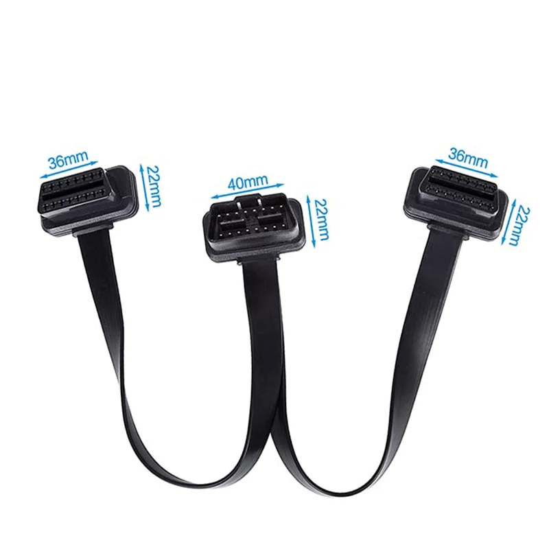 

NEW 2 In 1 Y Splitter OBD2 Cable 16 Pin Thin Flat OBD Cord Extension 30cm Car Diagnostic OBDII Adapter Cable Connector Socket