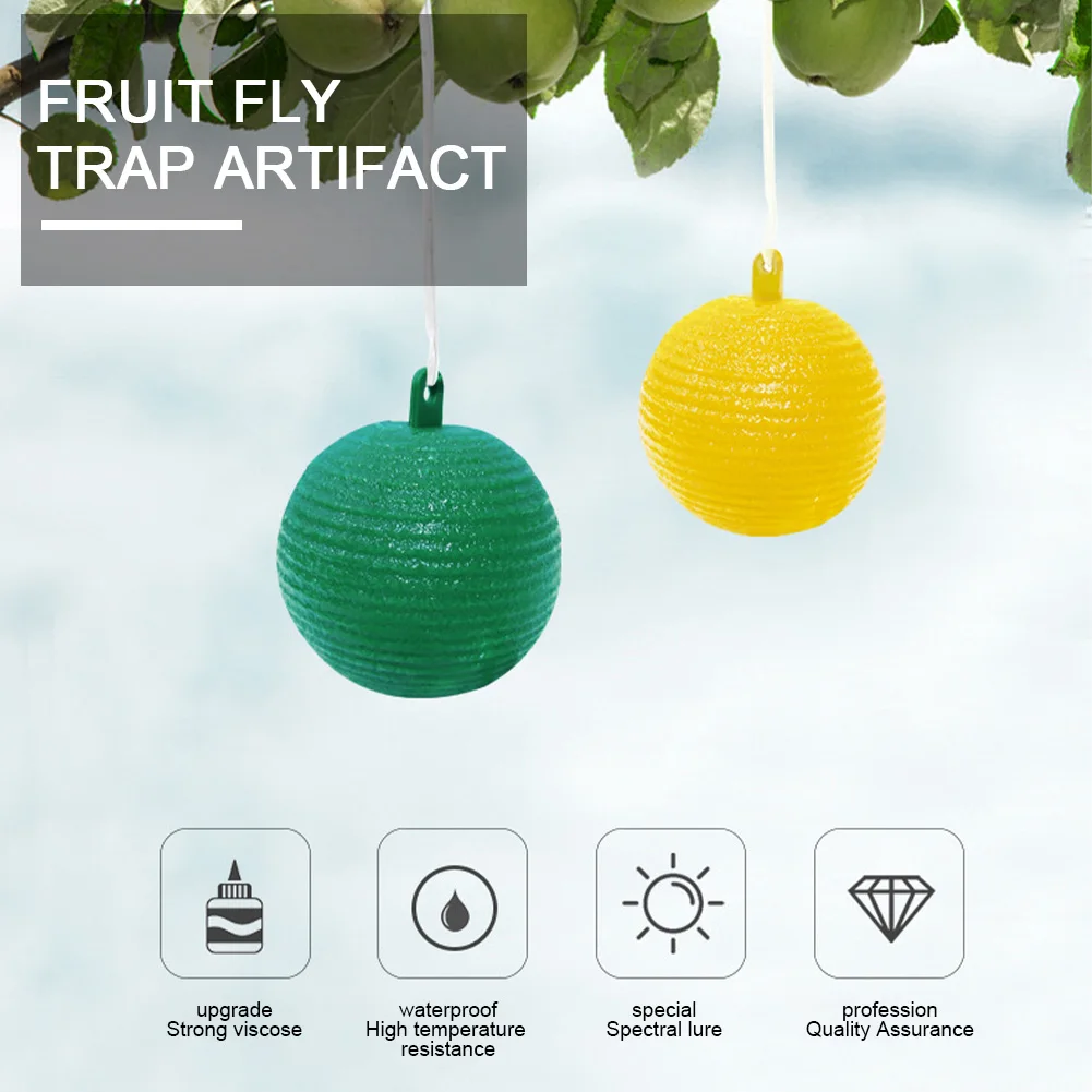 

10Pcs Hanging Fly Trap Ball Fruit Powerful Glue Traps for Fruit Flies with Twist Tie for Kitchen House Plants Outdoor Indoor
