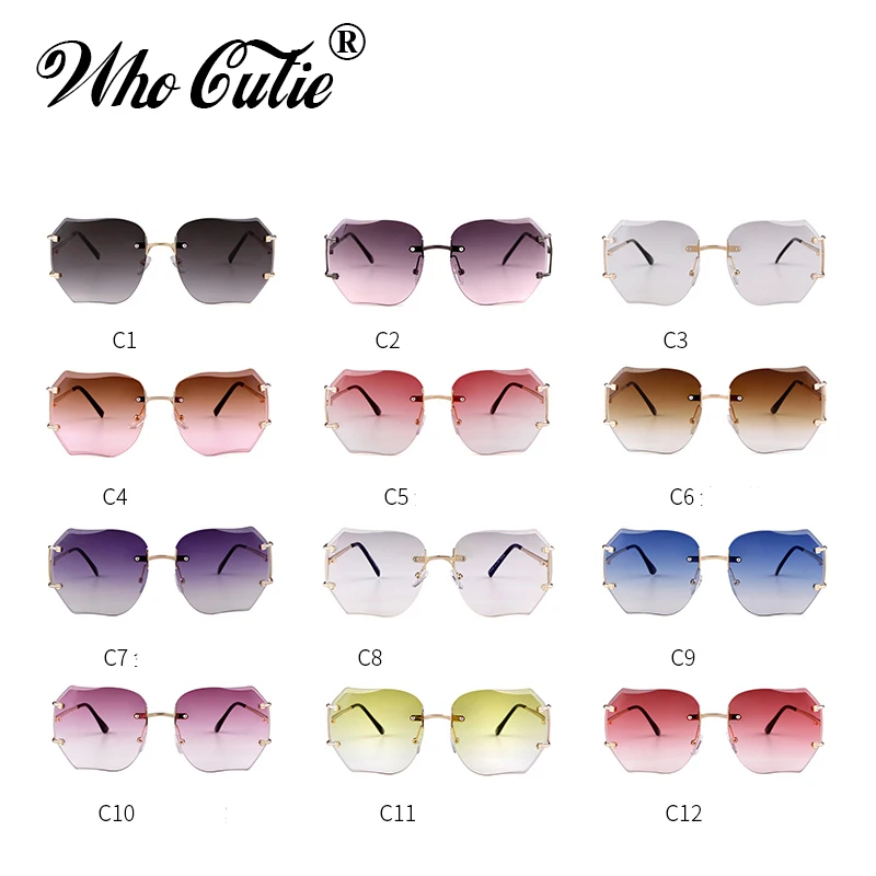 Солнцезащитные очки WHO CUTIE оверсайз без оправы женские брендовые дизайнерские