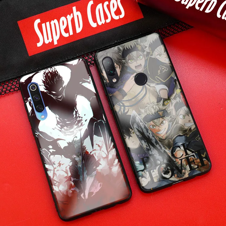 Чехол с черным клевером для телефона Xiaomi Mi 8 9 SE Mix 2 2s 3 RedMi Note 5 6 7 Pro стеклянный чехол