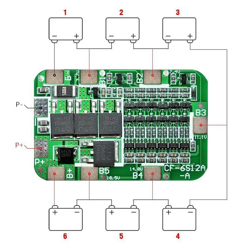 2 шт. 6S 15A 24V PCB BMS зарядное устройство Защитная плата для 6 18650 литий-ионная литиевая