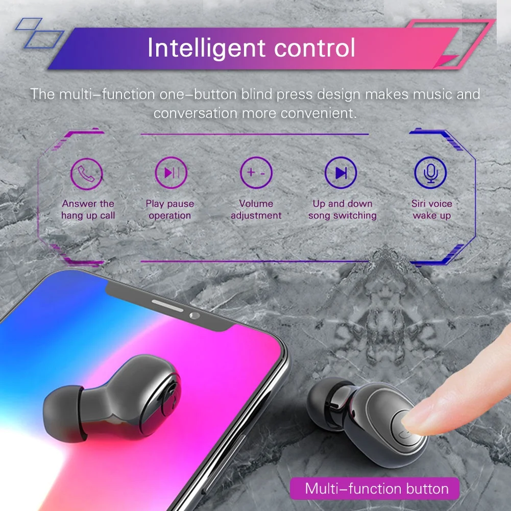 G6S Portable Wireless 5.0 In-Ear Earphone Stereo Touch Control Earpiece With Charge Box Mic | Электроника