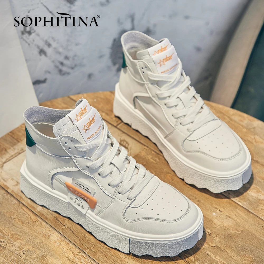 Murah Sepatu Wanita Kulit SOPHITINA Sneakers Bersirkulasi Berlubang Berpenutup Warna Tali Silang Sepatu Flat Ujung Bulat Kasual Harian WO836