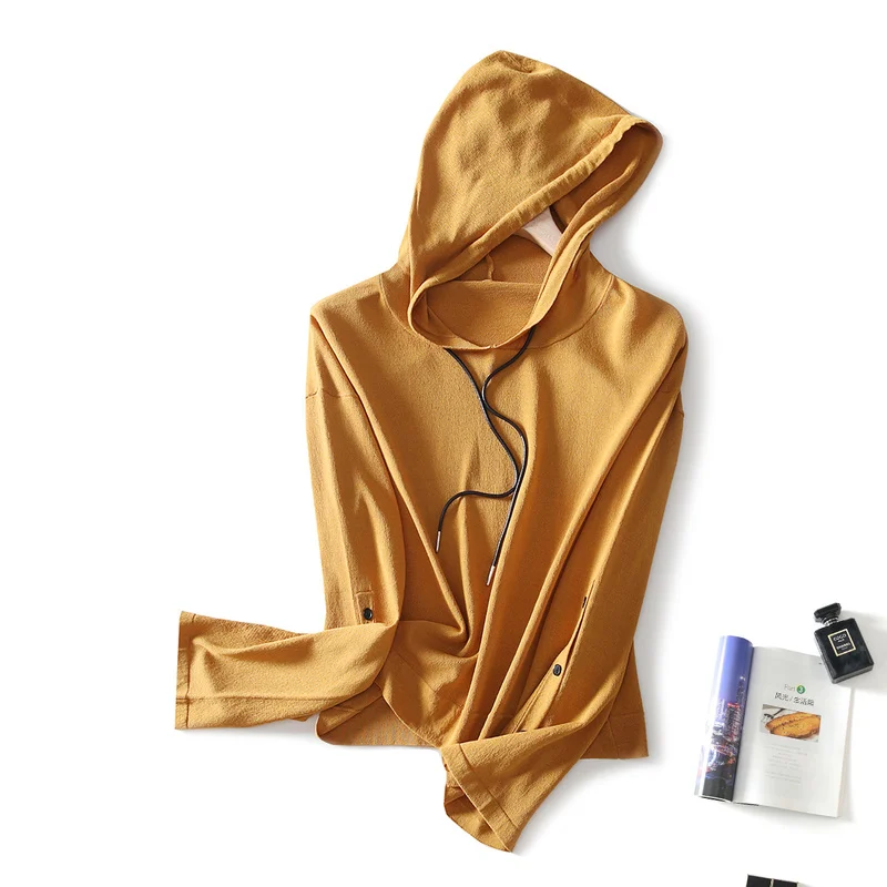 

[Young and Vigorous] Jinju autumn New Hooded Pure Color All-match Pullover Knit Women