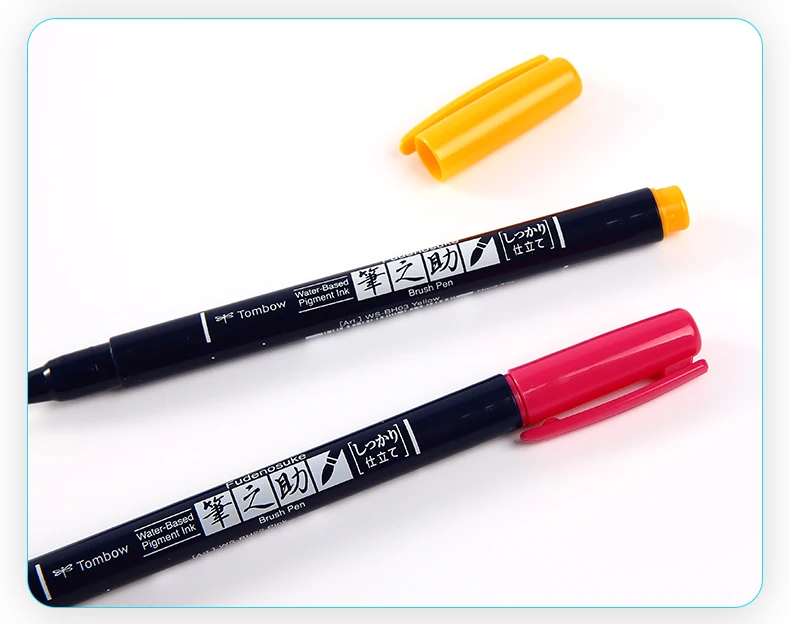 Tombow Fudenosuke Fude Brush Felt Tip Pen Set Art Marker 10 Colors Drawing Calligraphy Sketch Notes Hand Lettering Doodling Pens