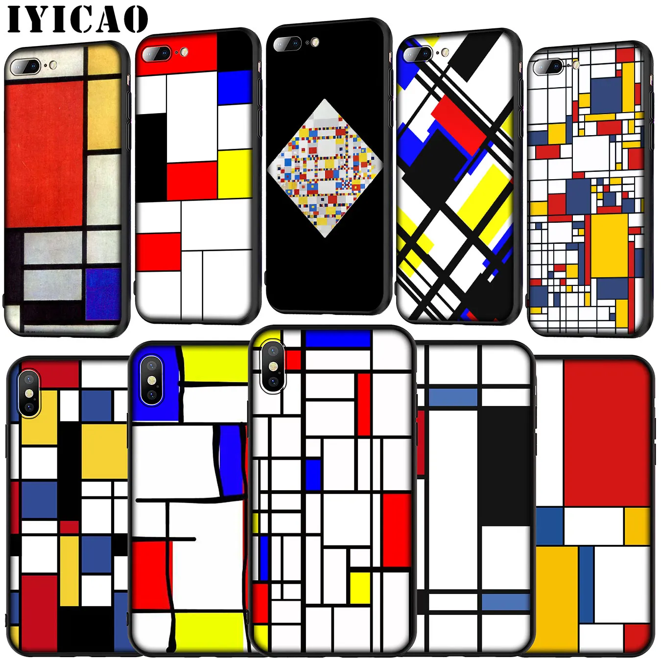 IYICAO Mondrian grid Мягкий силиконовый чехол для Huawei P30 P20 Pro P10 P9 Lite Mini 2017 2016 P Smart Z Plus 2019 |