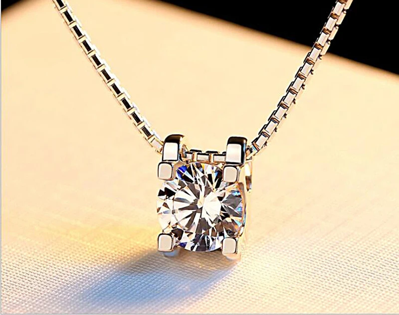 

High Quality Real S925 1Cartat Zircon Pendant Fine Fashion Jewelry Necklace Pendants Chain Fashion Accessories Jewel Gifts