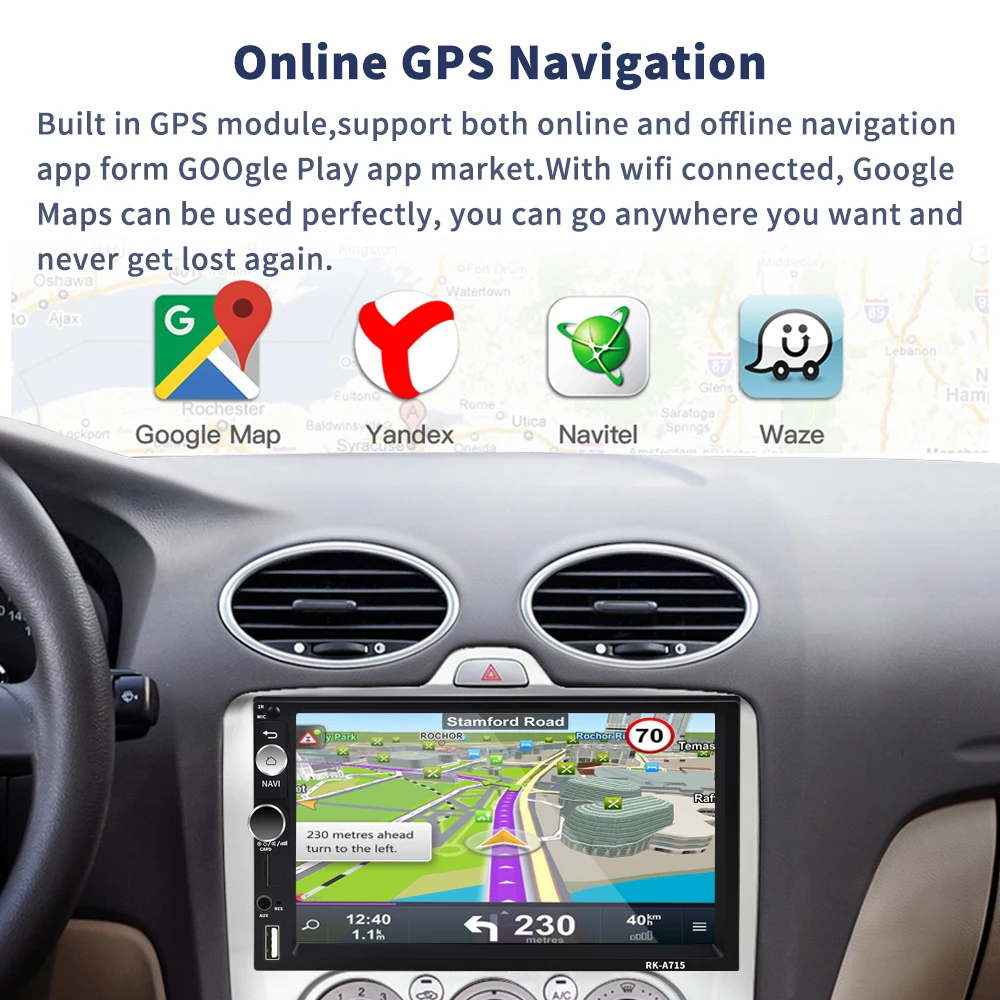 AMPrime 2din Авторадио Android автомобильный мультимедийный плеер 2 din универсальный gps