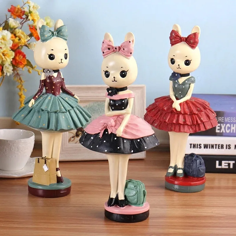 

Деликатный с изображением кролика «Банни»; Фигурки украшения дома Смола ремесло моды кролик горничной фигурки подарок на день рождения жив...