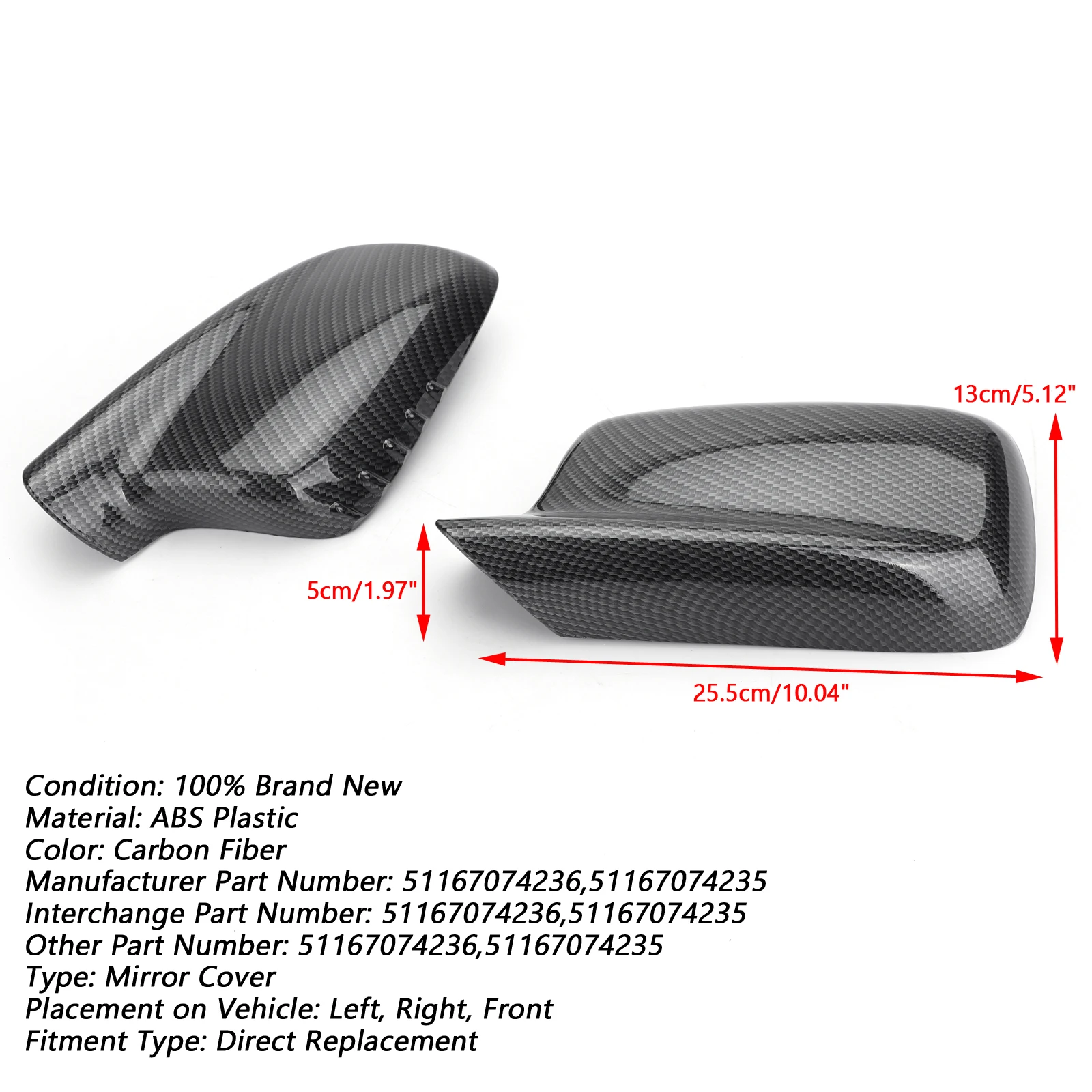 Artudatech Black Carbon Side Mirror Cover Cap for BMW E46 E65 E66 745i 750i 51167074236 51167074235 | Автомобили и мотоциклы