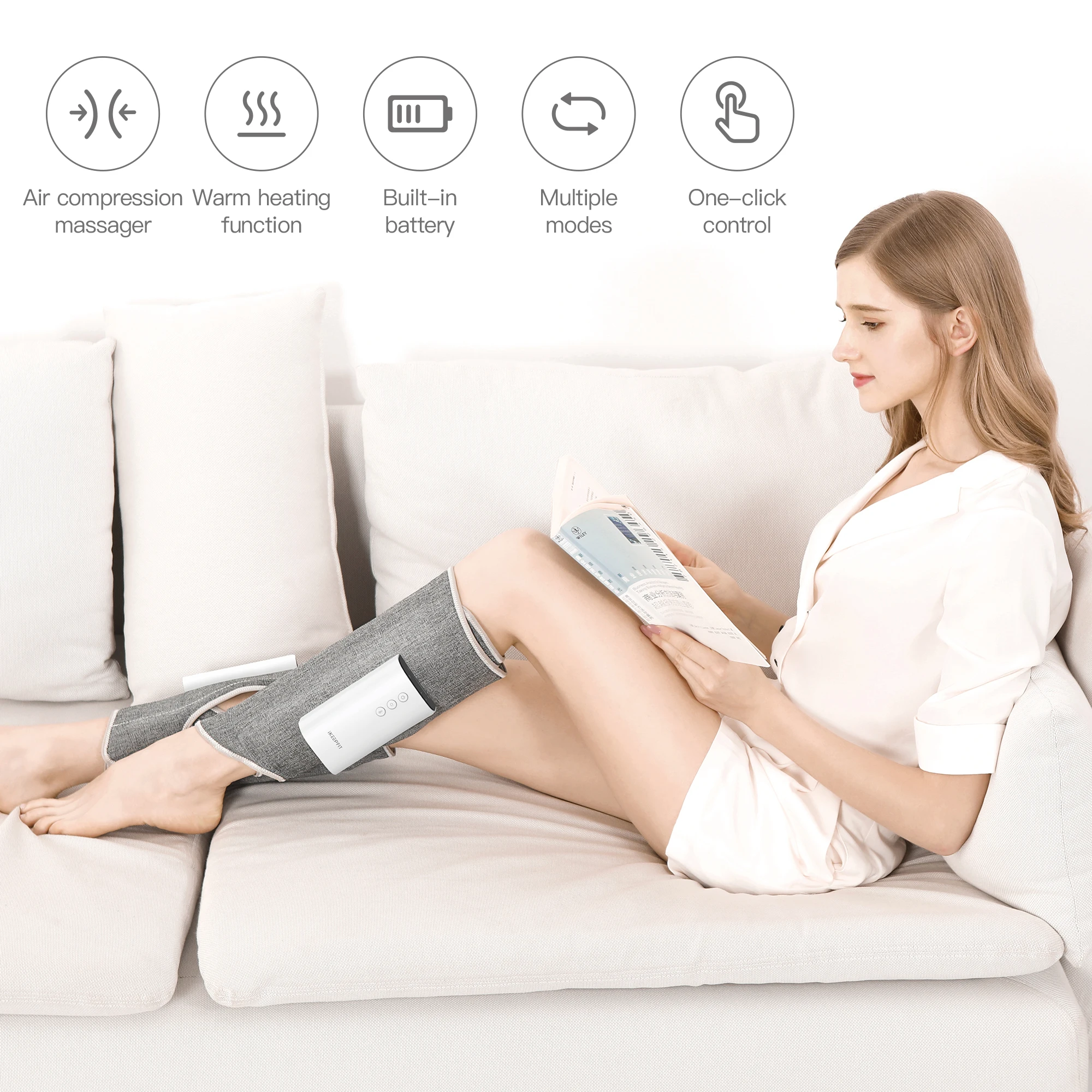 Leg Massager Pair Wireless Air Compression Heating Wrapped Relieve Calf Muscle Fatigue Massage Relax For Men Women KEEPFIT | Красота и