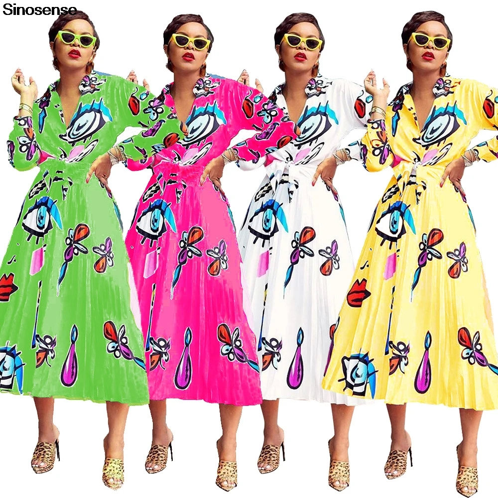 Новая Осенняя юбка из двух частей комплект 2019 принт Блузки Рубашки Топы с длинными рукавами + длинная