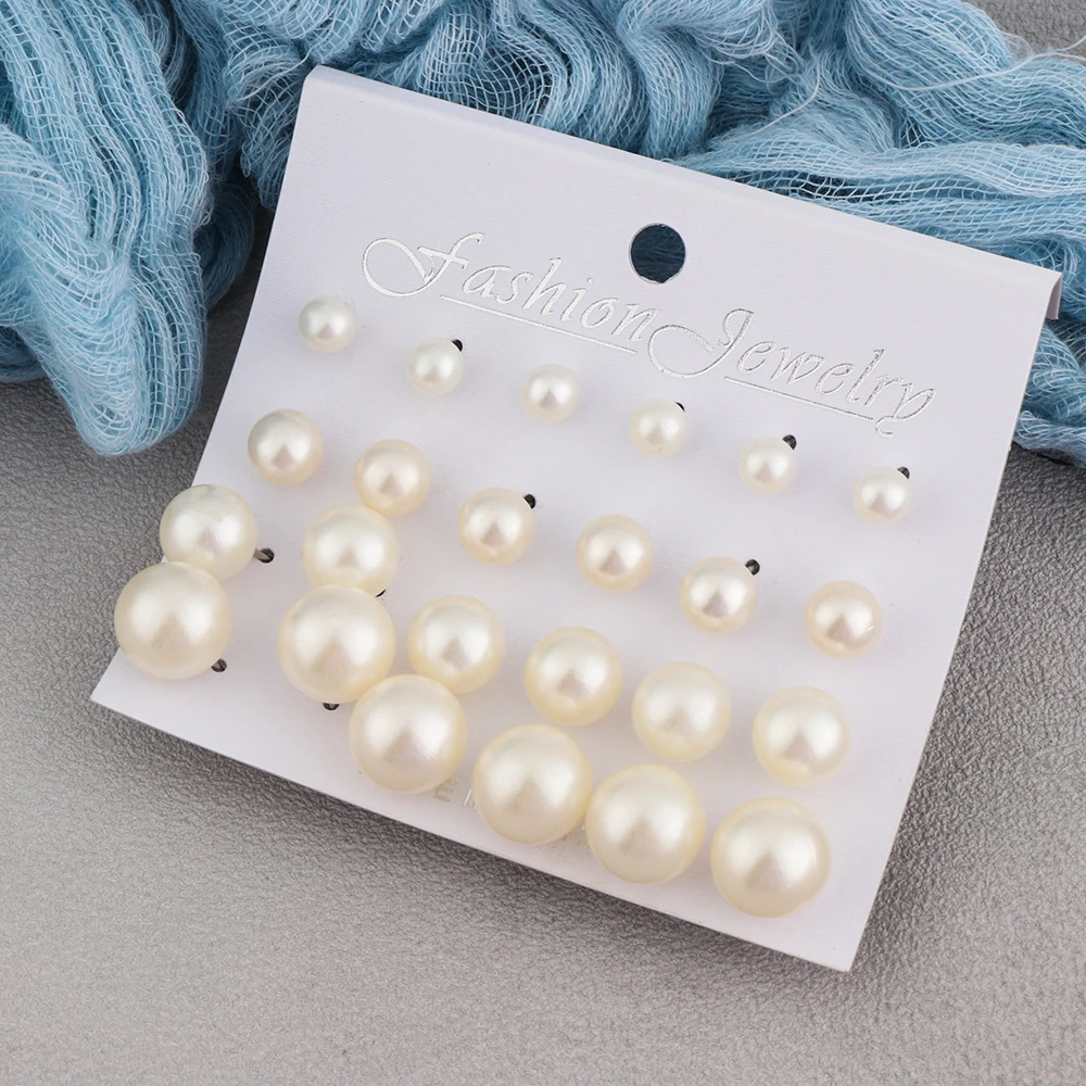 Оптовая продажа 12 пар носочков на имитация комплект жемчужных серег серьги