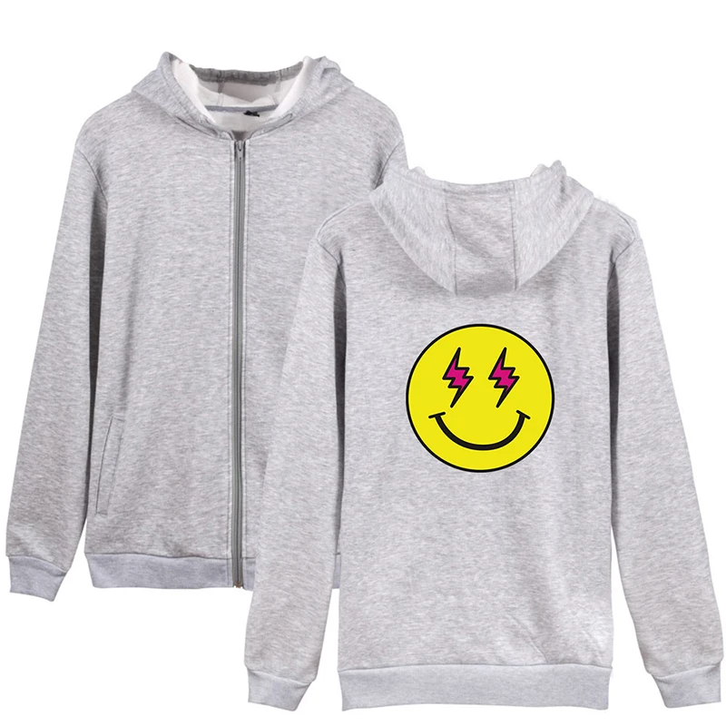 

Lightning Smiley Cartoon Cute Hoodie Fashion Hip Hop Men Women Zipper Hoodies Jackets Long Sleeve Unisex Hooded Sweatshirts Tops