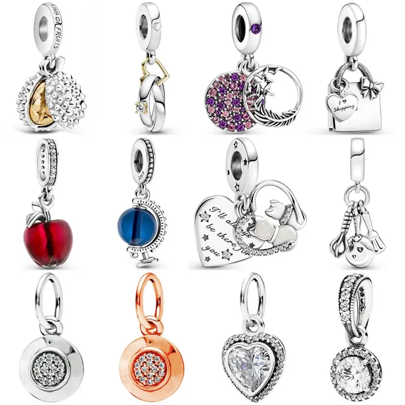 925 Серебряный подвесной грузовик для покупок с дурианом - королём фруктов, свадебные кольца, бусина-подвеска на браслет Pandora, изготавливаемое ювелирное украшение.