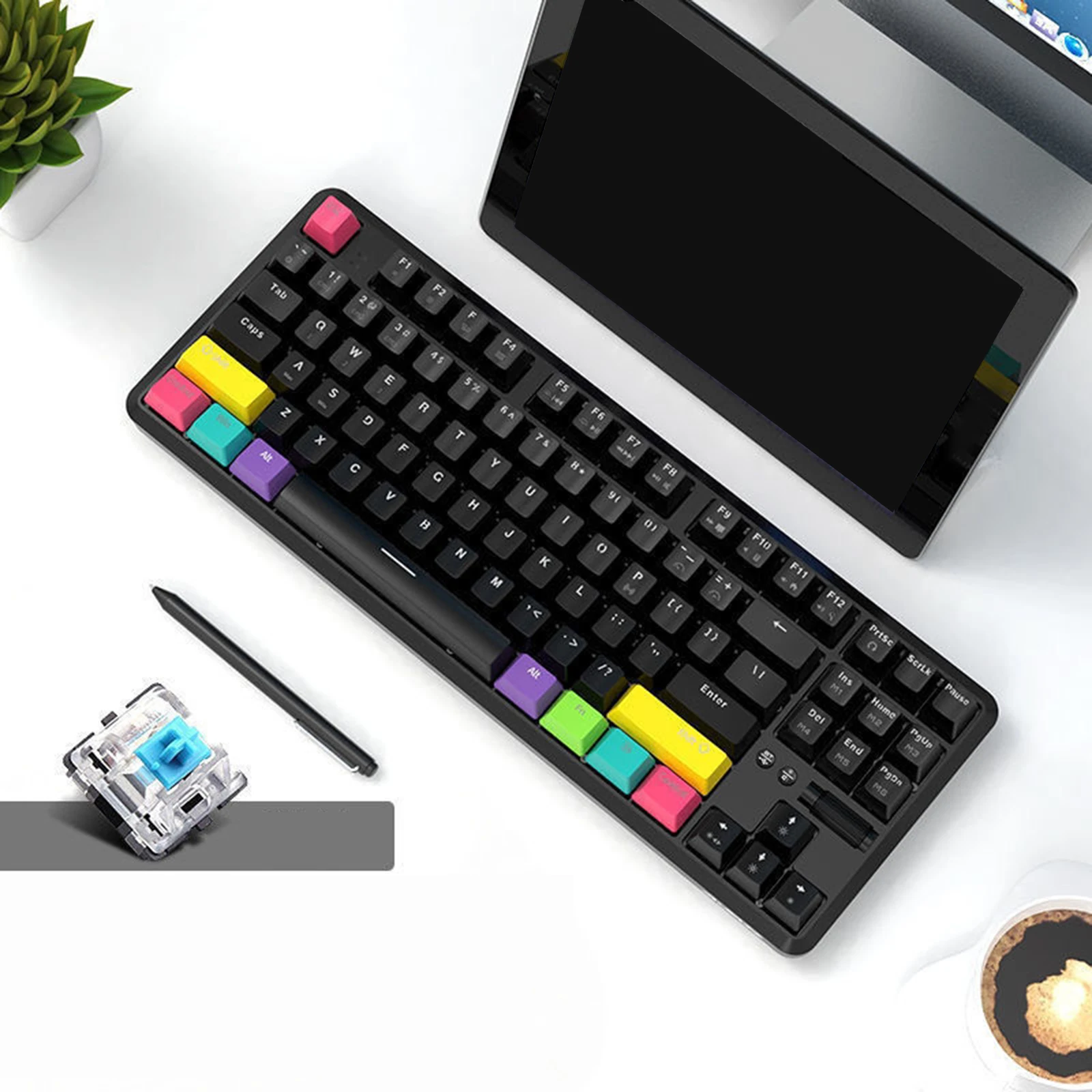Беспроводная игровая Bluetooth клавиатура Ajazz K870T механическая с RGB-подсветкой 87