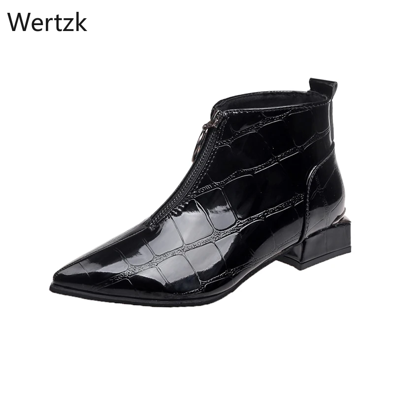 2019 г. Шикарные женские ботинки осенне-зимняя обувь из блестящей искусственной