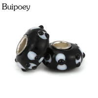 buipoey 2pcs black raised spot pattern black bead big hole straight beaded diy bracelet necklace jewelry making accessory