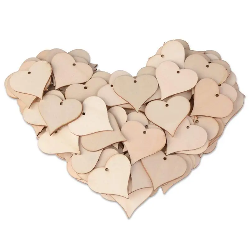 Деревянные кусочки сердечек с надписью Love Heart Художественные поделки для