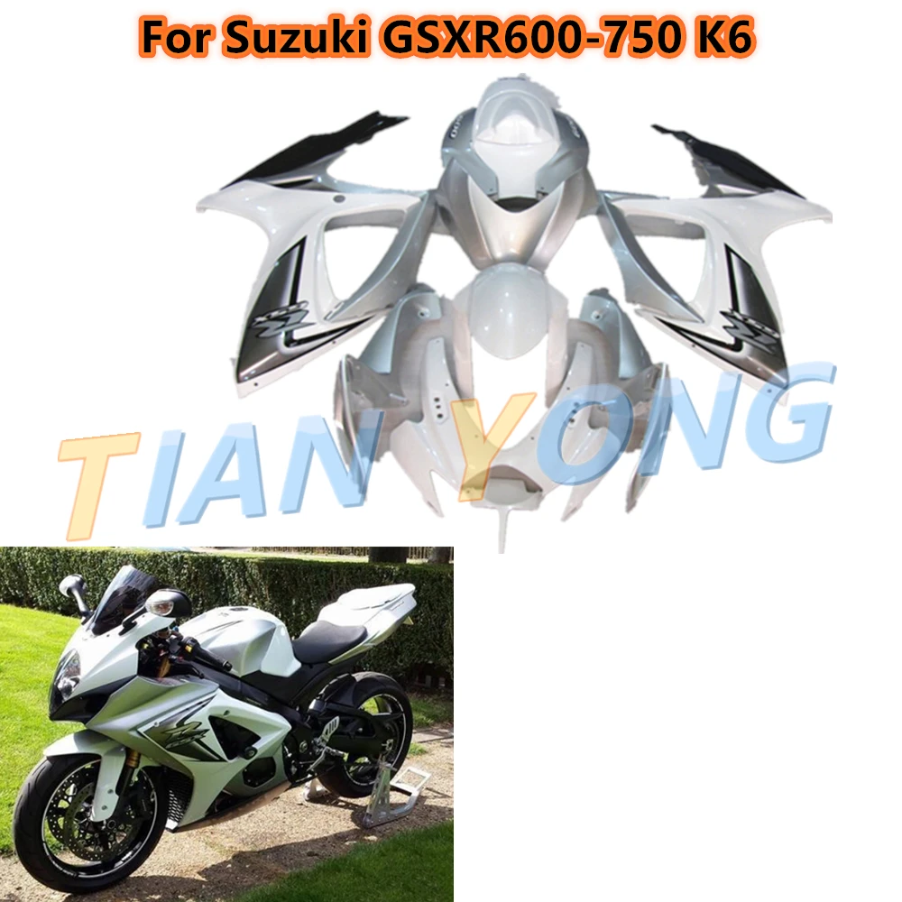 

Для мотоцикла Suzuki GSXR600-750 K6 2006-2007 06 07 яркий серебристый белый ABS инъекционный полный комплект обтекателей настраиваемый
