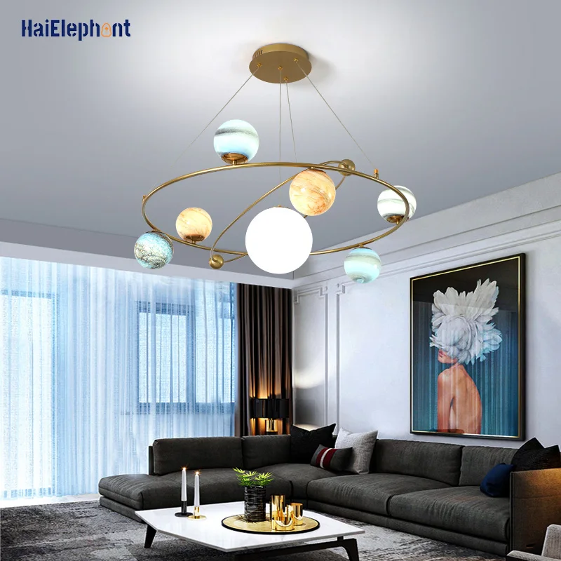 Creative Planet LED Chandeliers For Study Living Room Lobby Bedroom Children's Deco Pendant Lamps Balls Random Combination | Лампы и