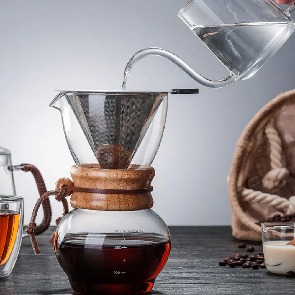 Ecocoffee 480 мл термостойкий стеклянный горшок Перколятор V60 бариста ручной капельный