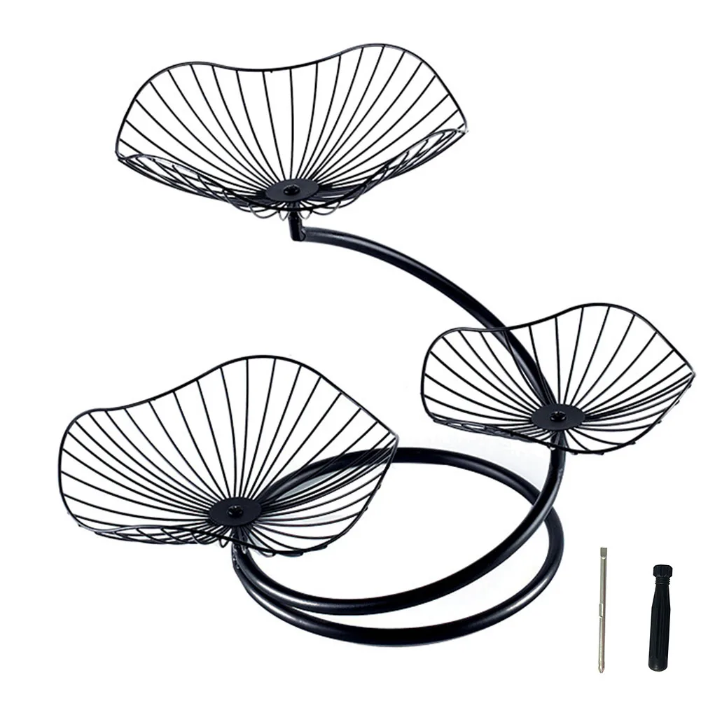 

3-Tier Nordic Style Storage Holder Large Capacity Easy Install DIY Fruit Basket Display Kitchen Home Decor Lotus Leaf Vegetable