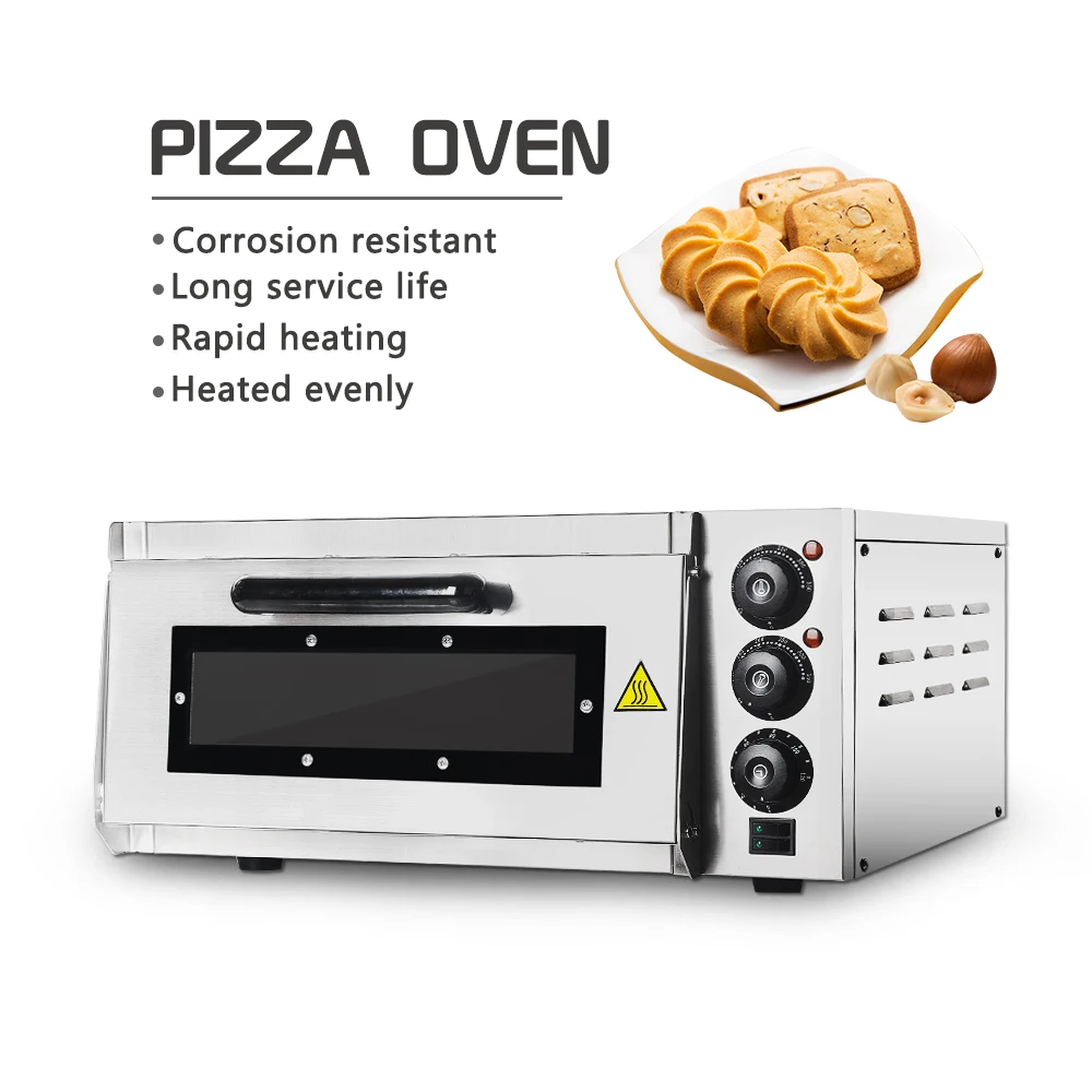 

Electric Pizza Oven 2KW Commercial Baking Oven Single Deck Stone Stainless Steel Toaster 220/240V CE Multifunctional