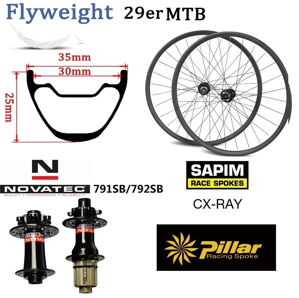 ELITEWHEELS 29er горный велосипед из углеродного комплект колес Novatec 791SB/792SB бескамерная