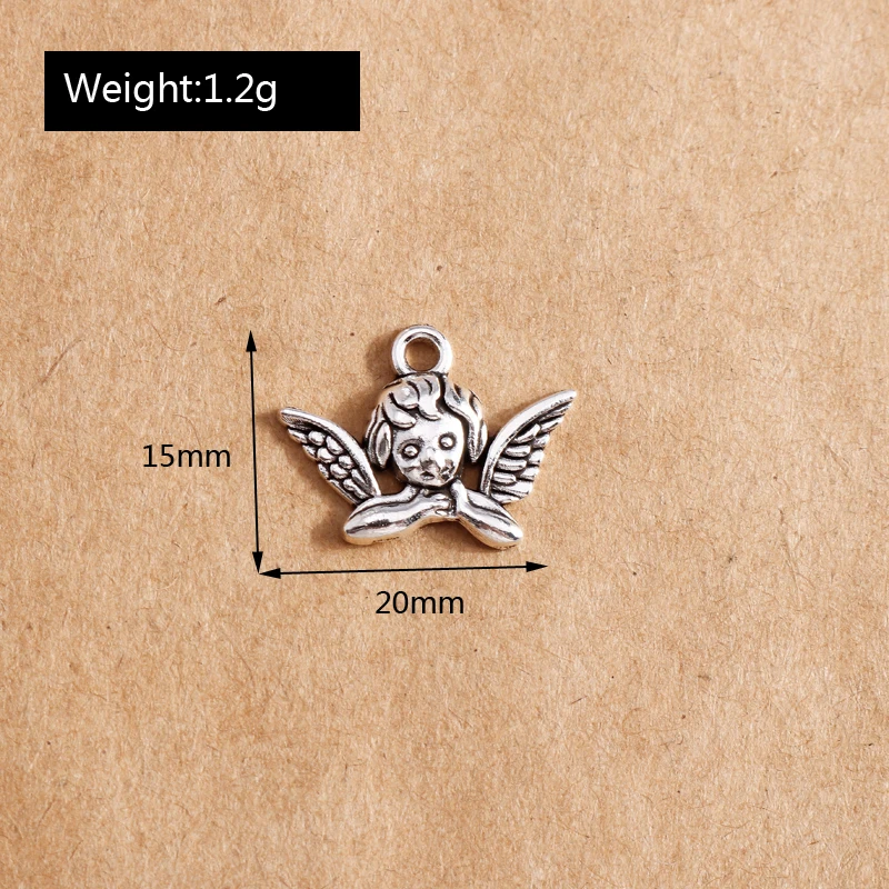 

20pcs Plated Alloy Tibetan Silver Color Cupid Angel Charms Pendants DIY Jewelry Findings Fit Bracelet Necklace 15*20mm