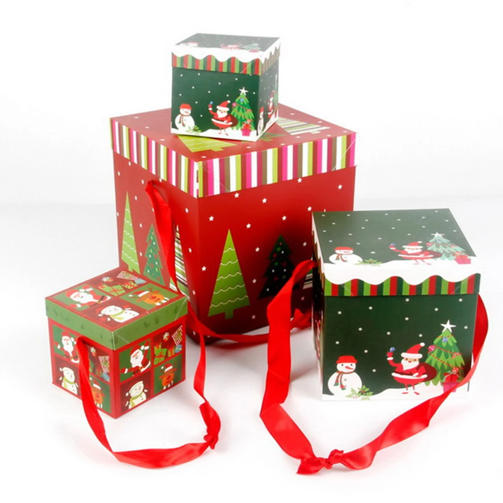 3 шт рождественские подарочные коробки Упакованные Подарочная коробка для
