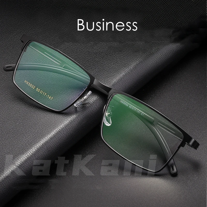 

KatKani Ultra Light Men Full Frame Alloy Glasses Frame Business Fashion Comfortable Square Prescription Glasses Frame 01-HX5032