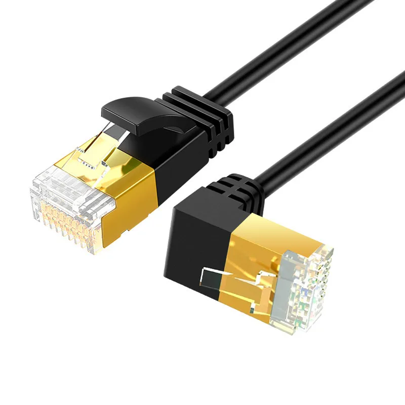 Сверхтонкий кабель Ethernet Cat7 RJ45 сетевой UTP с прямым углом Соединительный шнур 90