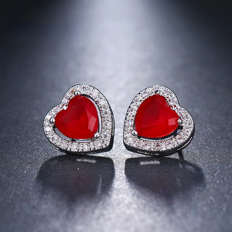 

Trendy Sweet Acrylic Heart Stud Earrings for Birthday Party Anniversary Christmas Gifts Peach Heart Zircon Jewelry for Women