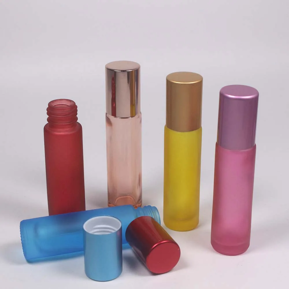 Портативные матовые цветные стеклянные роликовые флаконы для эфирных масел