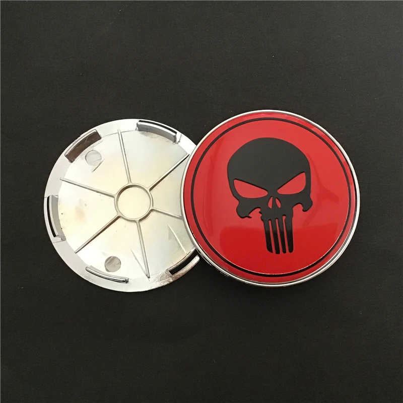 4 шт. 68 мм Череп Каратель Центральная втулка колеса автомобиля Кепки эмблемы