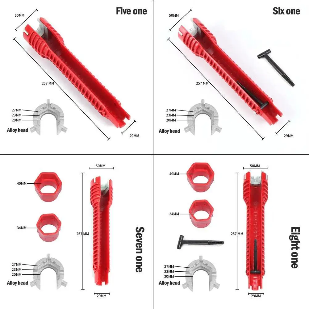 

Flume Wrench Sink Faucet Key Plumbing Pipe Wrench 8 In 1 Anti-slip Kitchen Repair Plumbing Tool Bathroom Wrenches Sets