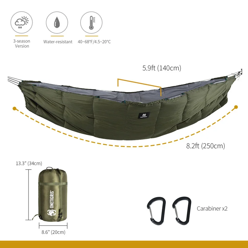 OneTigris гамак под одеяло 3 сезона легкий полный 40 F до 68 (5 C 20 C)|Спальные мешки| |