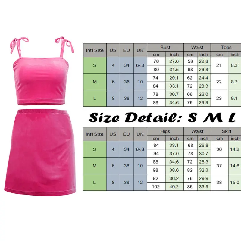 

2020 Summer Spaghetti Strap Tube Top Split Mini Skirt Womens Velvet Crop Top Skirts 2pcs Set Ladies Fashion Sexy Female Sets New