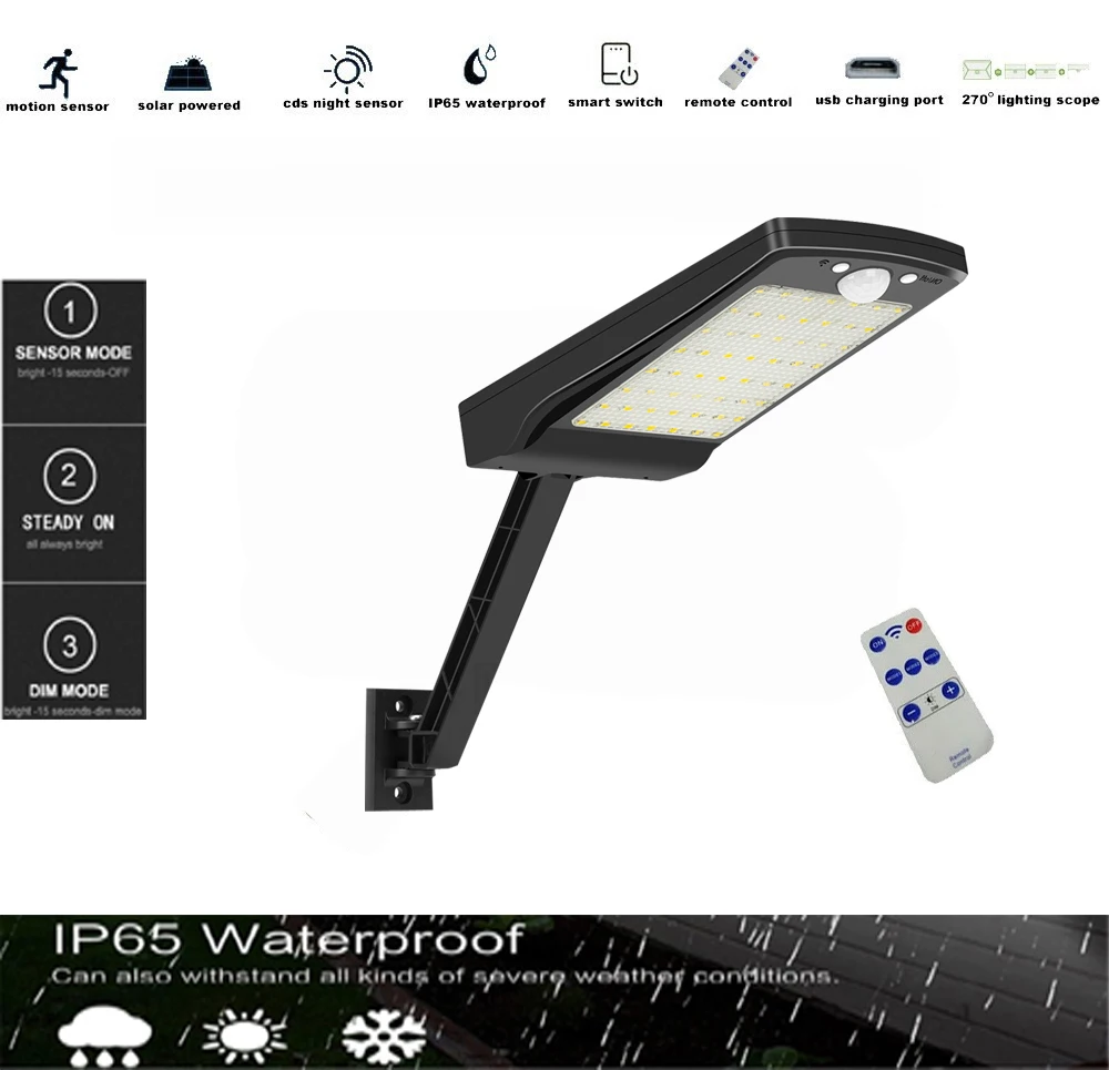 Фонарь на солнечной батарее внешний фонарь 3 режима водонепроницаемый Кронштейн