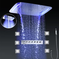 bathroom led shower panel spa misty waterfall rainfall shower head thermostatic mixer rain shower faucets with massage body jets