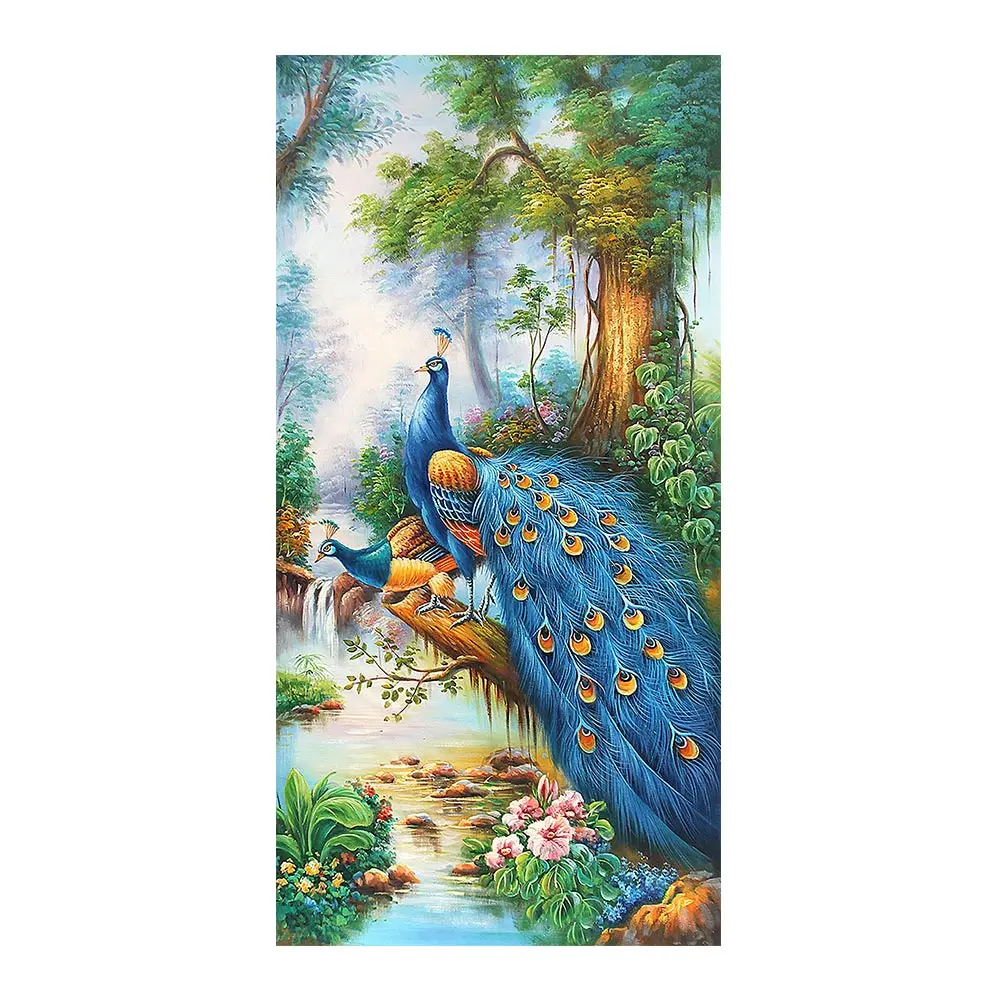 

Павлинов лесной пейзаж, картина, выложенная алмазами животных сценический круглый полный дрель Nouveaute DIY мозаика вышивка 5D вышитые крестом п...