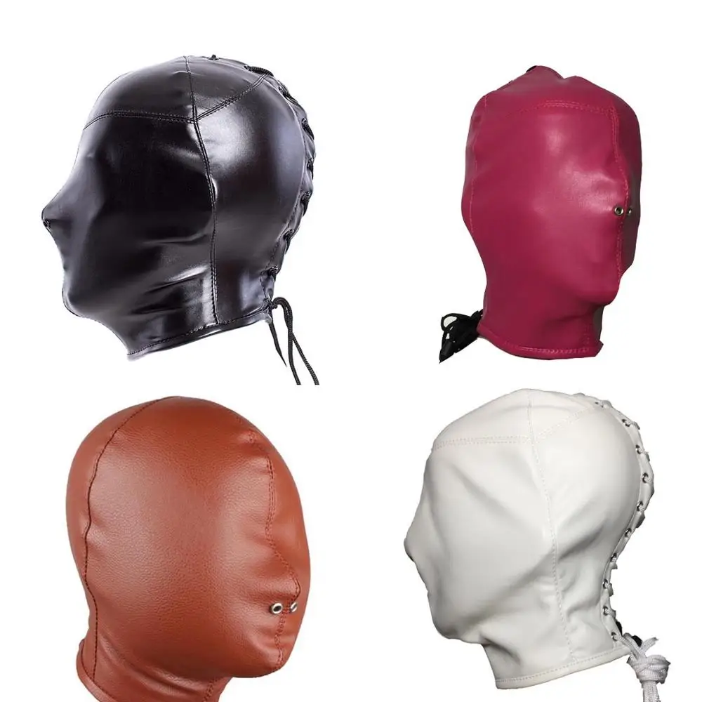 Унисекс искусственная кожа подголовник всего корпуса Gimp капот мягкая кожа Сенсорные игры маска с носом вентиляционный костюм фетиш