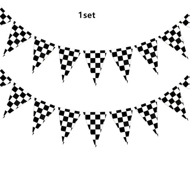 Race Car Birthday Party Supplies Black White Checkered Decorations Including Banner Pennant Balloons Tablecloth Gift Bags | Дом и сад