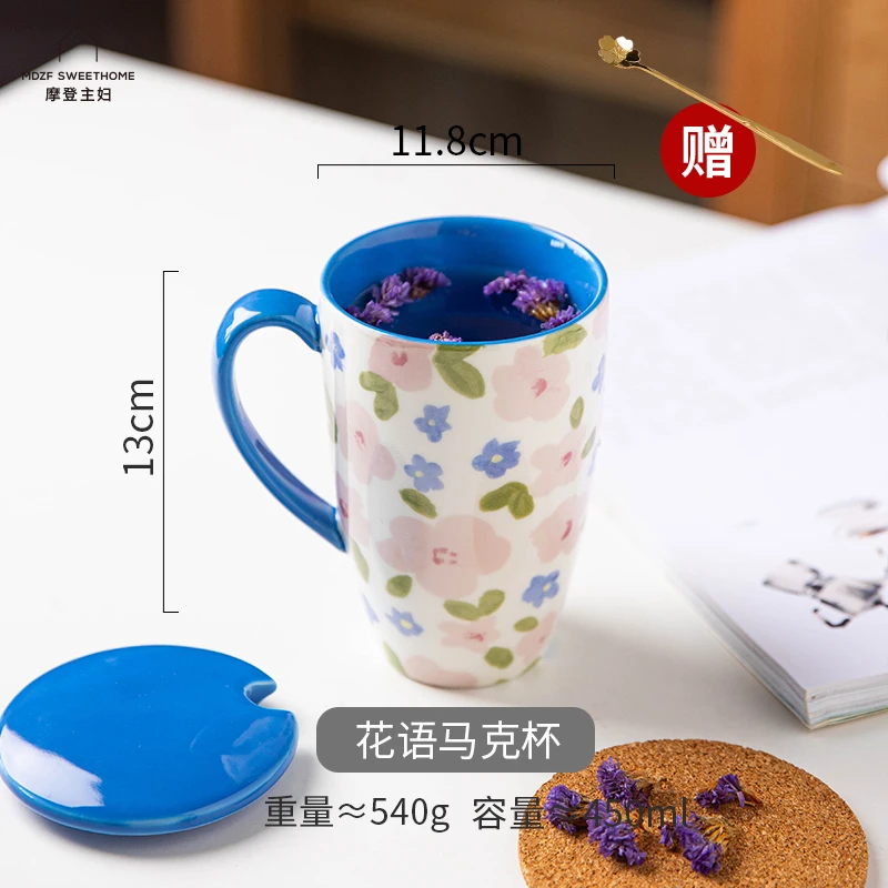 

Christmas Milk Coffee Mug Ceramic Gift Travel Retro Hand Painted Office Mugs Flower Hot Chocolate Canecas Beker Drinkware BY50MU