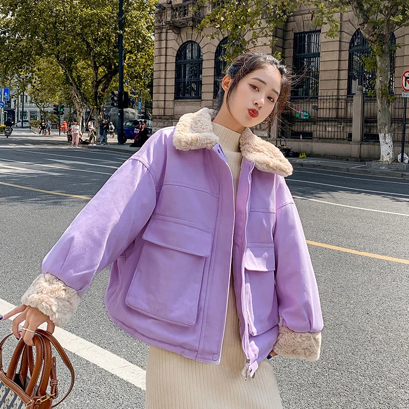 

2021 Winter Women Loose Parkas Jacket Fashion Bat Sleeve Thick Warm Padded Coat Casual Winter Outwear Jacket Parkas