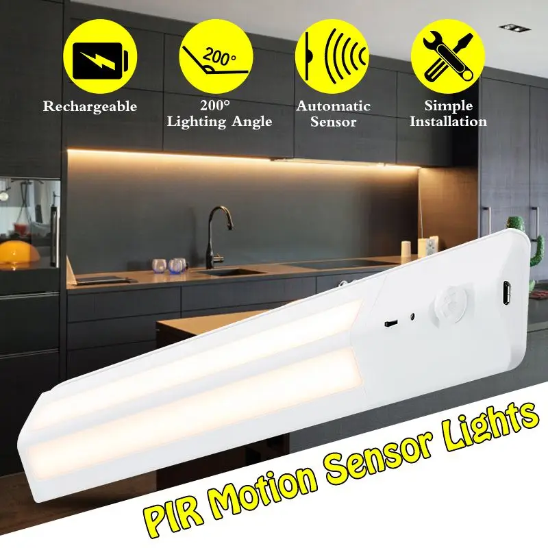 

Under Cabinet Light Induction LED PIR Motion Sensor Rechargeable Closet Night Light Lamp Kitchen Bedroom Lighting Wall Lamp